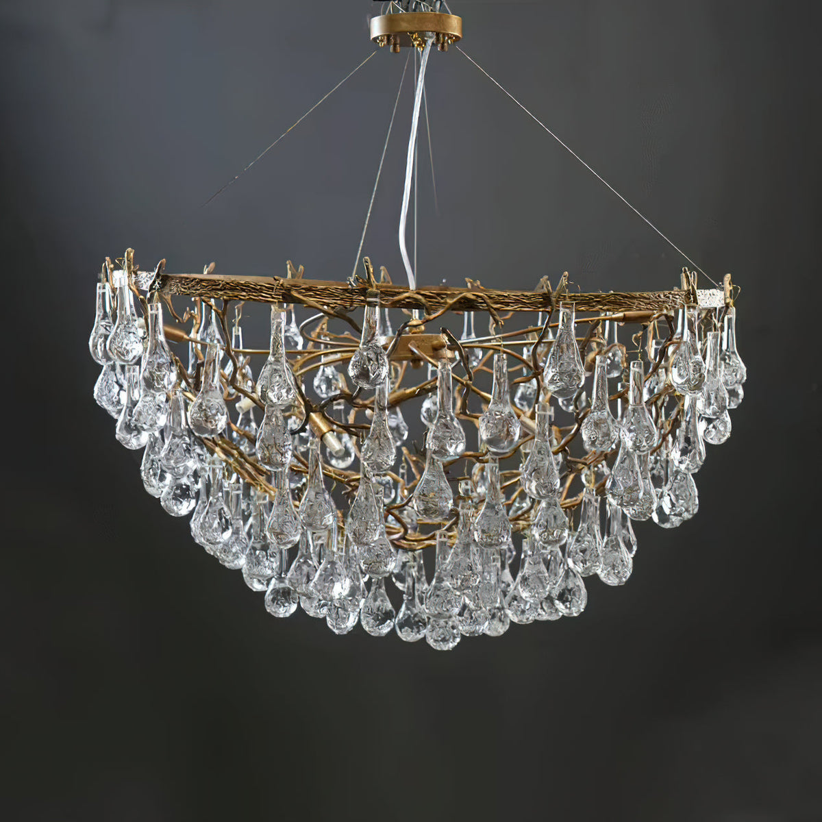 View of the Doris Chandelier from below, highlighting the ten G9 sockets.