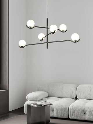 Lustra Suspension en Verre Noir avec Cadre
