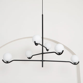 Lustra Suspension en Verre Noir avec Cadre