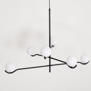 Lustra Suspension en Verre Noir avec Cadre