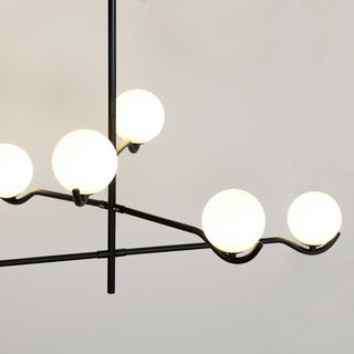 Lustra Suspension en Verre Noir avec Cadre