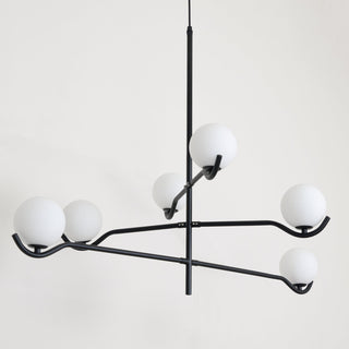 Lustra Suspension en Verre Noir avec Cadre