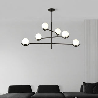 Lustra Suspension en Verre Noir avec Cadre