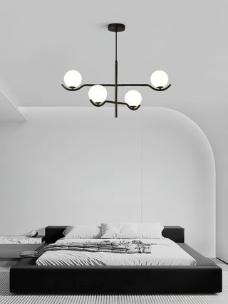 Lustra Suspension en Verre Noir avec Cadre