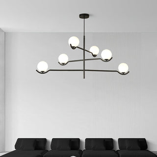 Lustra Suspension en Verre Noir avec Cadre