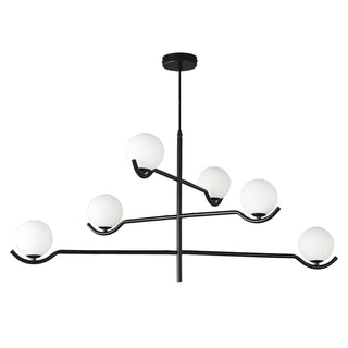 Lustra Suspension en Verre Noir avec Cadre