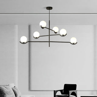 Lustra Suspension en Verre Noir avec Cadre