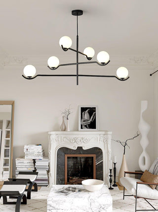 Lustra Suspension en Verre Noir avec Cadre