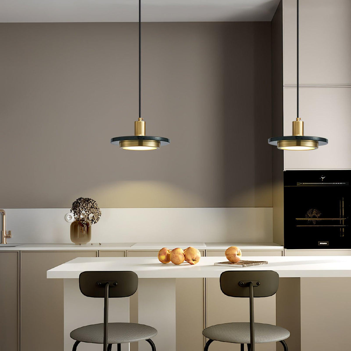 Lorenna Suspension en Marbre Double Cercle Moderne