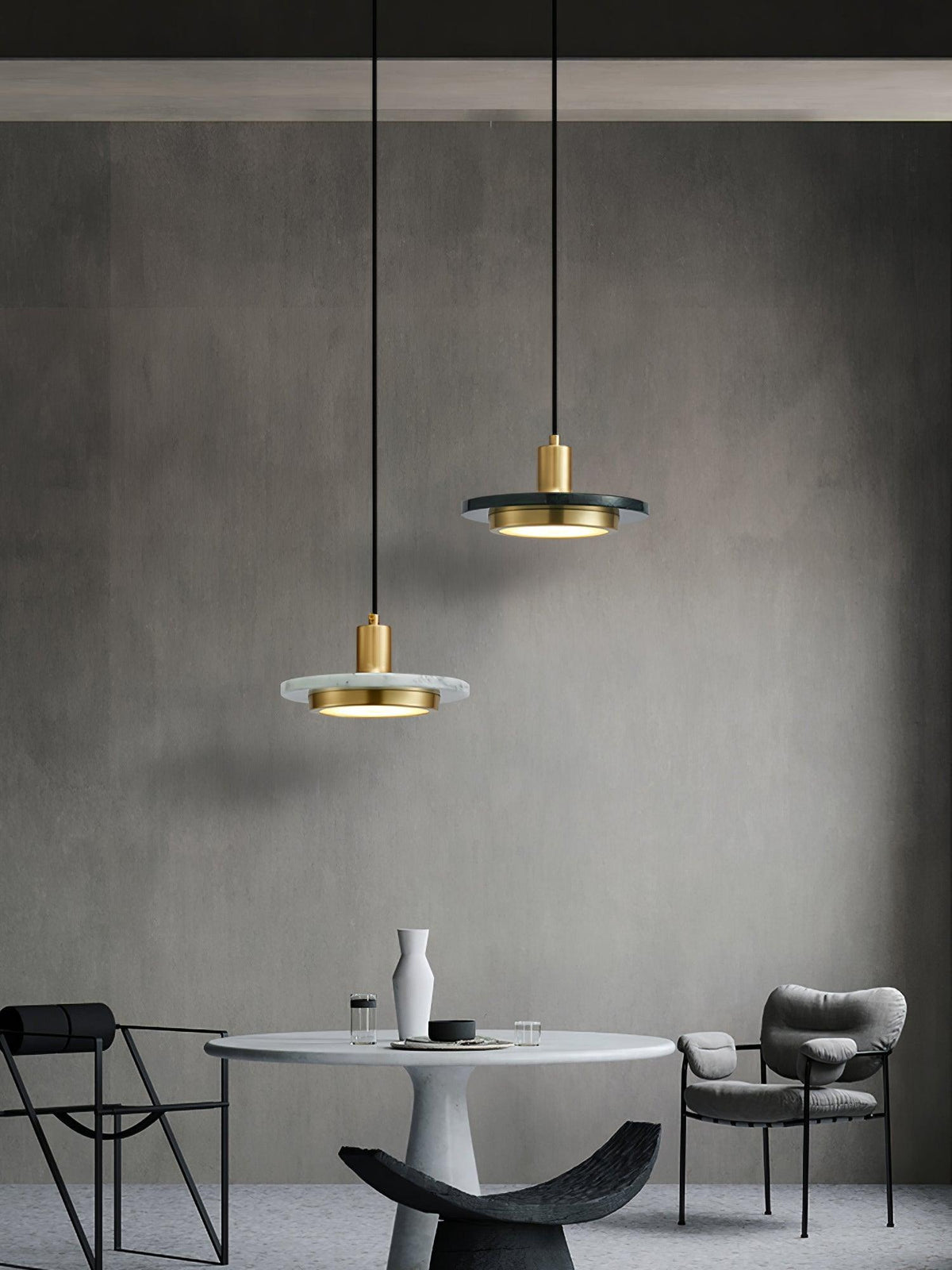 Lorenna Suspension en Marbre Double Cercle Moderne