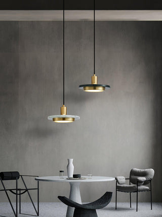 Solara Suspension en Marbre Double Cercle Moderne