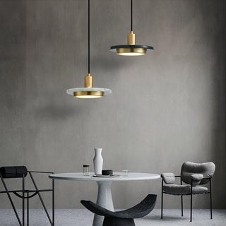 Solara Suspension en Marbre Double Cercle Moderne