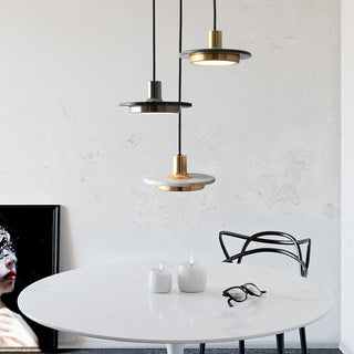 Solara Suspension en Marbre Double Cercle Moderne
