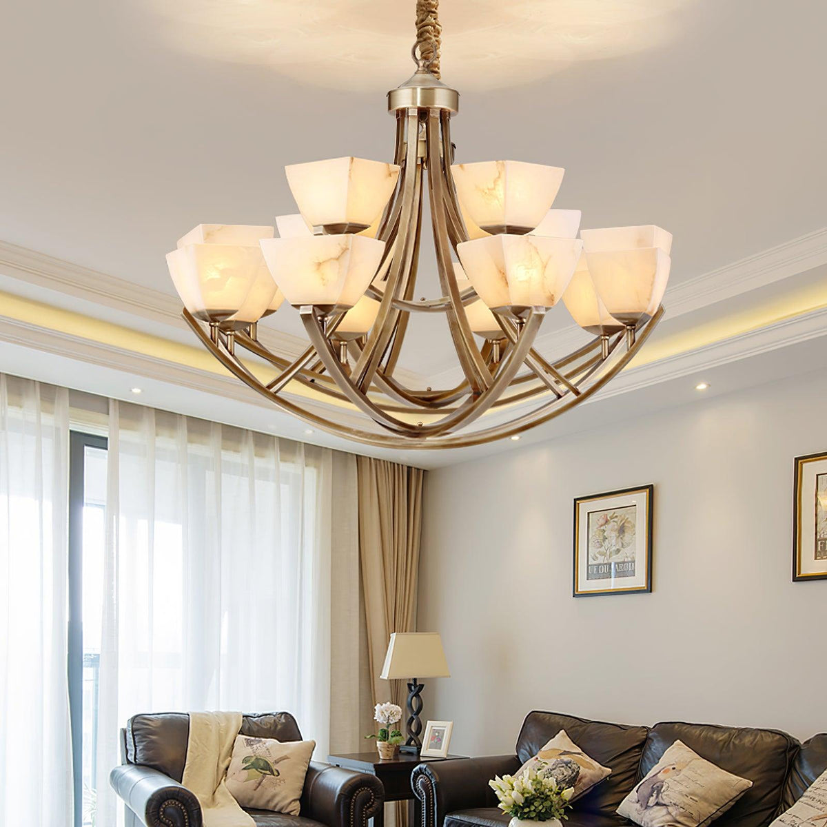 Crown Lustre Classique en Laiton