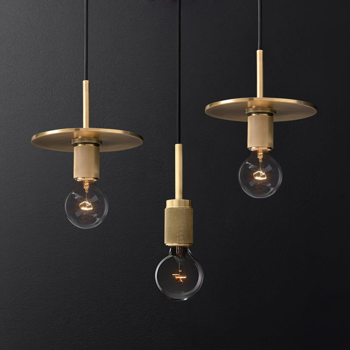 Pendant Lamp Brass Minimalist Metal Fixture for Dining or Kitchen-Neutral Decor