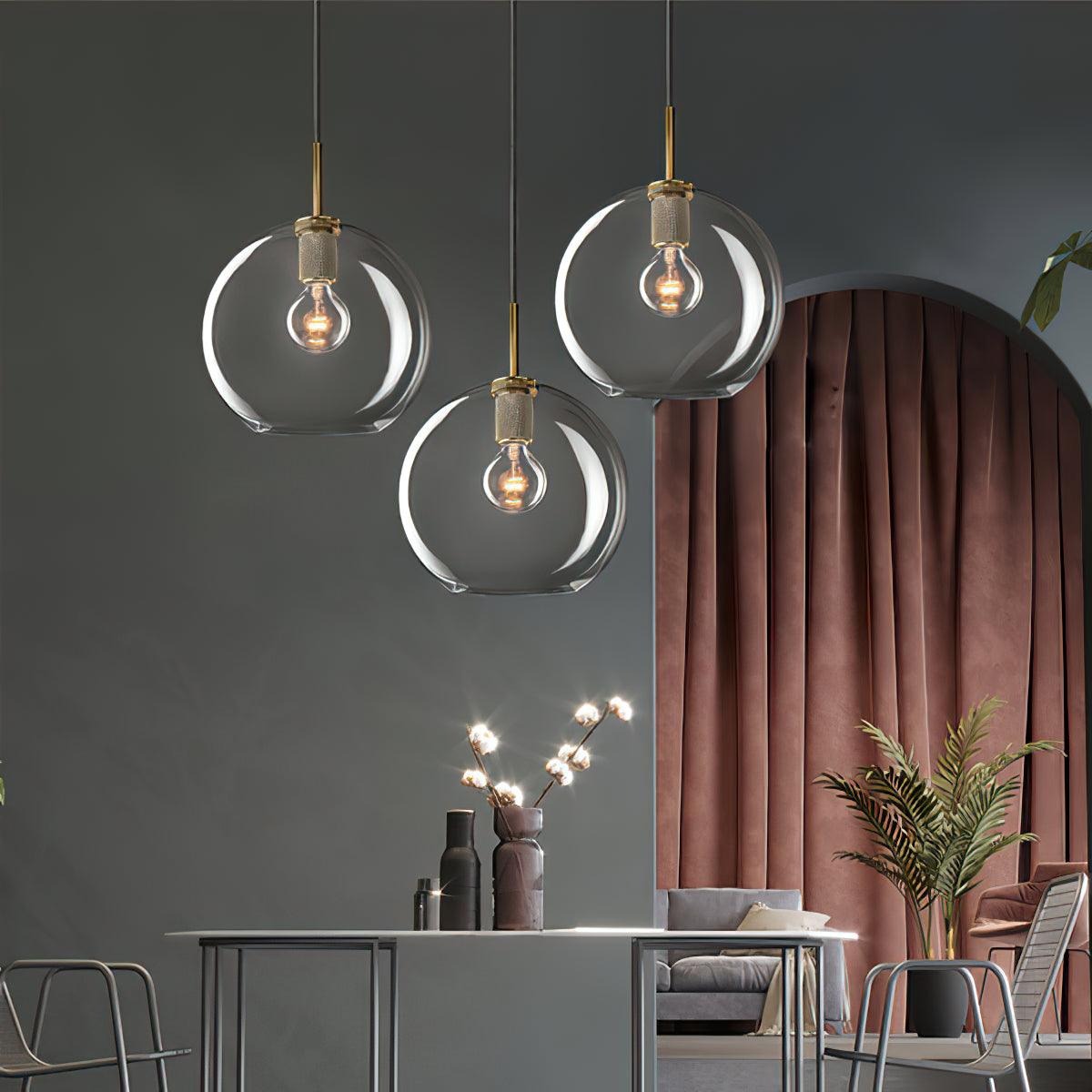 Pendant Lamp Brass Minimalist Metal Fixture for Dining or Kitchen-Neutral Decor