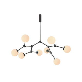 Halo Lustre Verre Noir Boule Moderne Salon