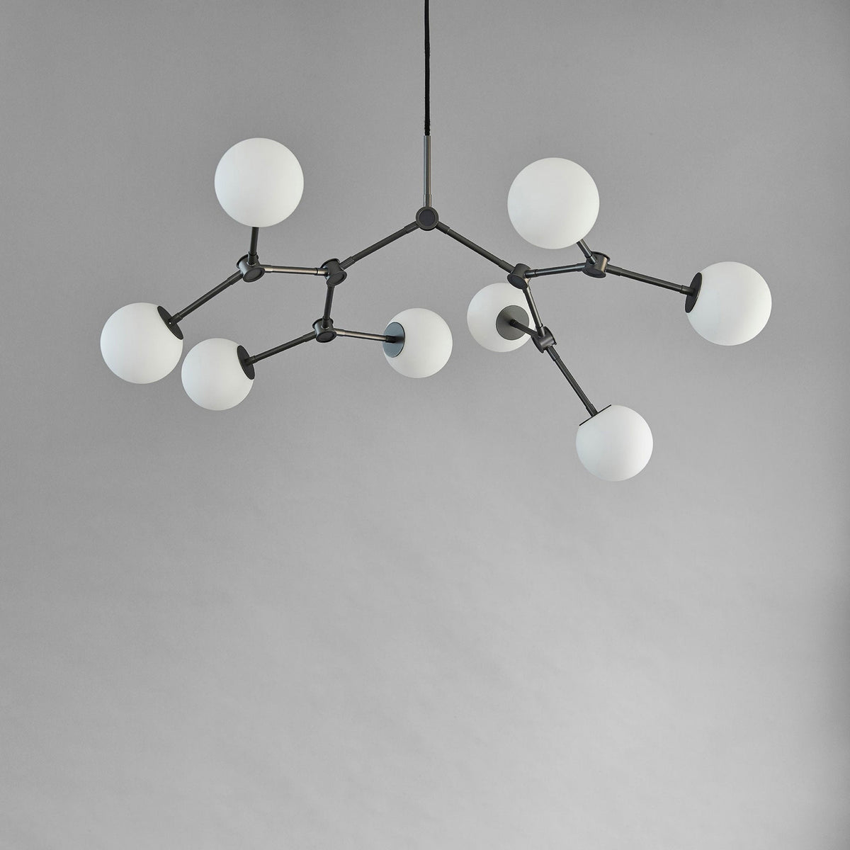 Halo Lustre Verre Noir Boule Moderne Salon