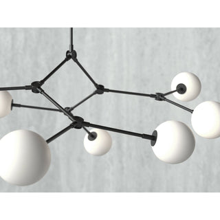 Halo Lustre Verre Noir Boule Moderne Salon