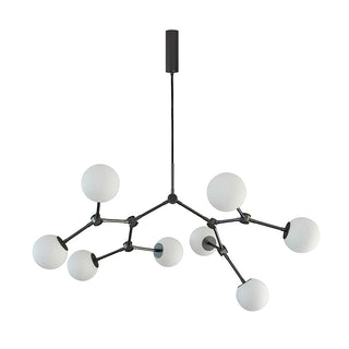 Halo Lustre Verre Noir Boule Moderne Salon