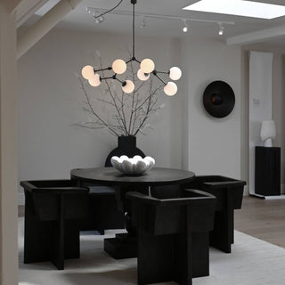 Halo Lustre Verre Noir Boule Moderne Salon