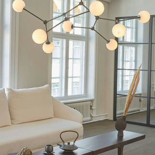 Halo Lustre Verre Noir Boule Moderne Salon