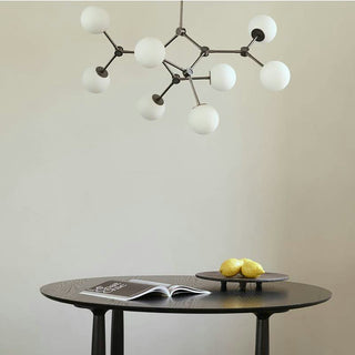 Halo Lustre Verre Noir Boule Moderne Salon