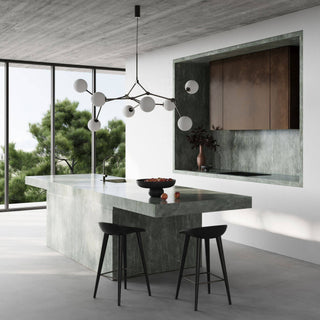 Halo Lustre Verre Noir Boule Moderne Salon