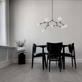 Halo Lustre Verre Noir Boule Moderne Salon