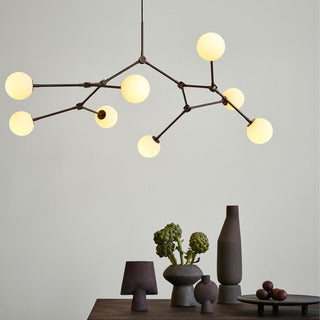 Halo Lustre Verre Noir Boule Moderne Salon