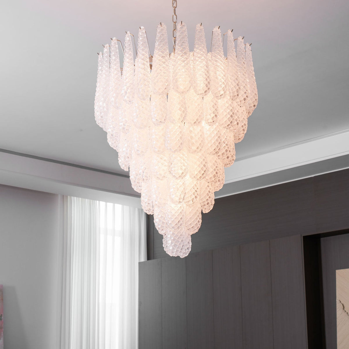 Lioralella Lustre Gouttes Claires Verre de Murano Cascade Diamant