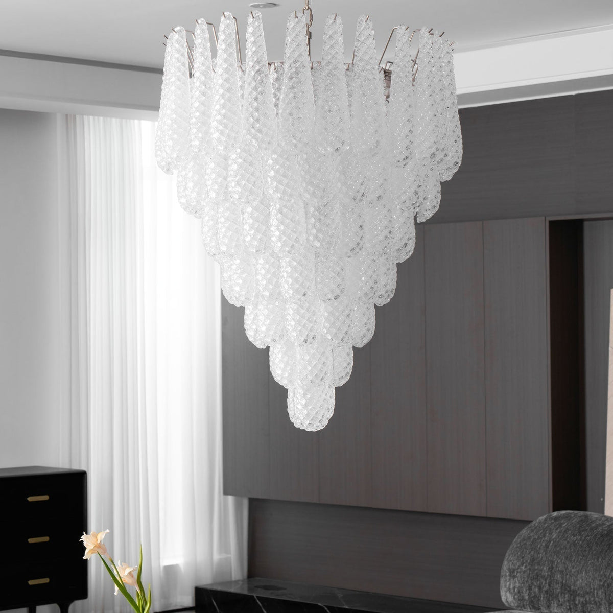 Lucien Lustre Gouttes Transparentes en Verre de Murano.