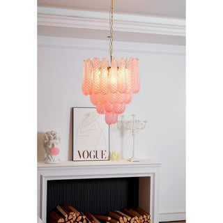 Junto Lustre Goutte Rose Métal Verre Luxe