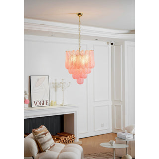 Junto Lustre Goutte Rose Métal Verre Luxe