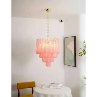 Junto Lustre Goutte Rose Métal Verre Luxe