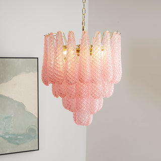 Junto Lustre Goutte Rose Métal Verre Luxe