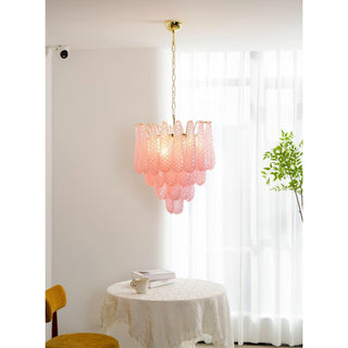 Junto Lustre Goutte Rose Métal Verre Luxe