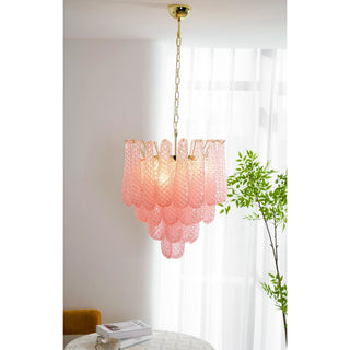 Junto Lustre Goutte Rose Métal Verre Luxe