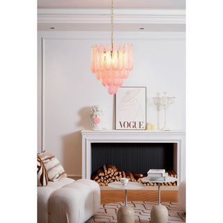 Junto Lustre Goutte Rose Métal Verre Luxe