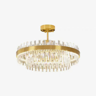 Lustra Lustre Élégant en Cristal et Laiton en Forme de Tambour