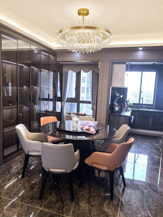 Lustra Lustre Élégant en Cristal et Laiton en Forme de Tambour