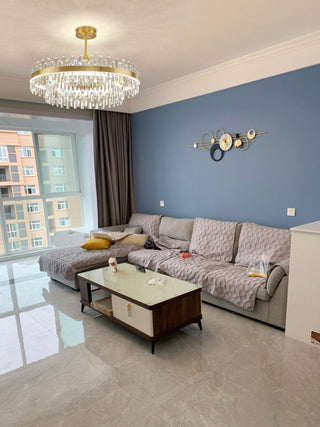 Lustra Lustre Élégant en Cristal et Laiton en Forme de Tambour