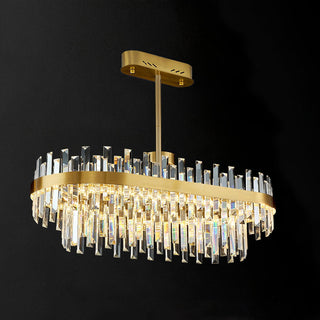 Lustra Lustre Élégant en Cristal et Laiton en Forme de Tambour
