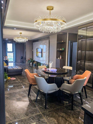 Lustra Lustre Élégant en Cristal et Laiton en Forme de Tambour