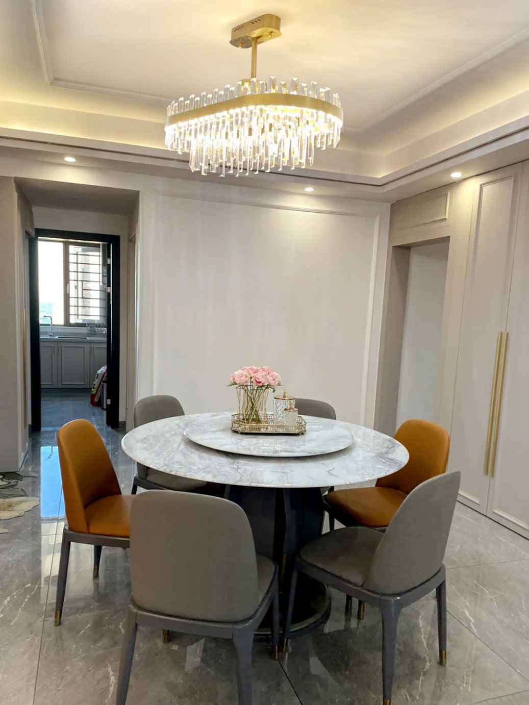 Vianaira Lustre Élégant en Cristal et Laiton en Forme de Tambour