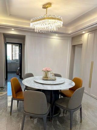 Lustra Lustre Élégant en Cristal et Laiton en Forme de Tambour
