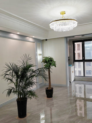 Lustra Lustre Élégant en Cristal et Laiton en Forme de Tambour