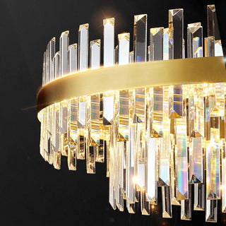 Lustra Lustre Élégant en Cristal et Laiton en Forme de Tambour