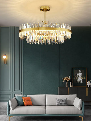 Lustra Lustre Élégant en Cristal et Laiton en Forme de Tambour