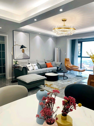 Lustra Lustre Élégant en Cristal et Laiton en Forme de Tambour